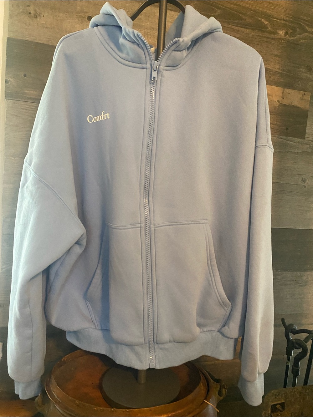 Women's Comfrt Light blue Zip-Up Hoodie Jacket - Picture 1 of 8